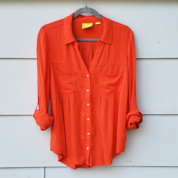 Anthropologie Tops - Anthropologie Maeve Islet Buttondown in Orange - S